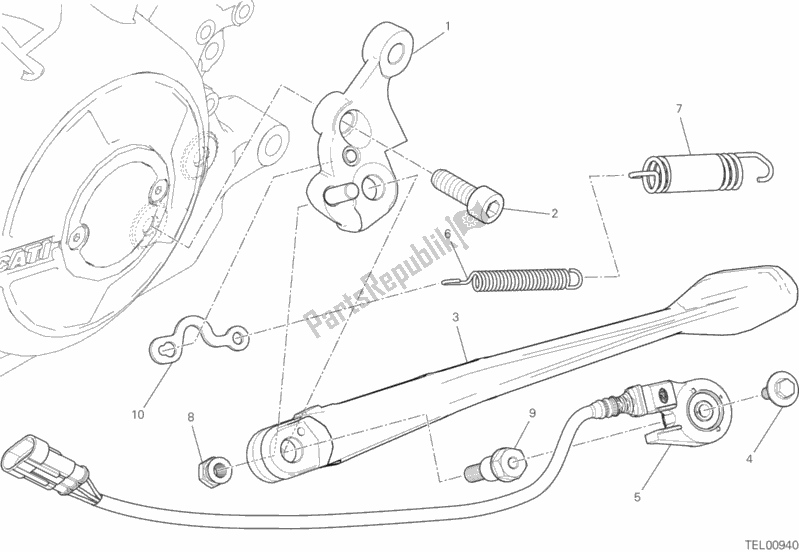 All parts for the Side Stand of the Ducati Diavel Xdiavel Thailand 1260 2019